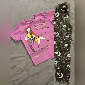 Purple Nightmare Before Christmas Graphic Tee and Black Patterned Pants Set